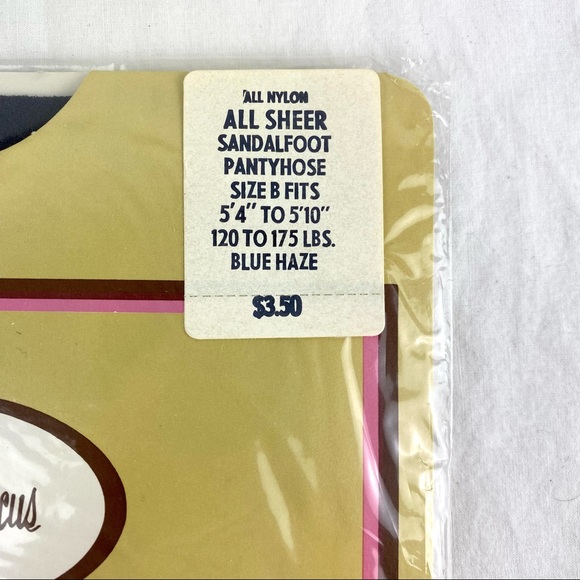 Vintage Blue Haze Pantyhose Neiman Marcus All Sheer Sandalfoot B NOS - Picture 2 of 4